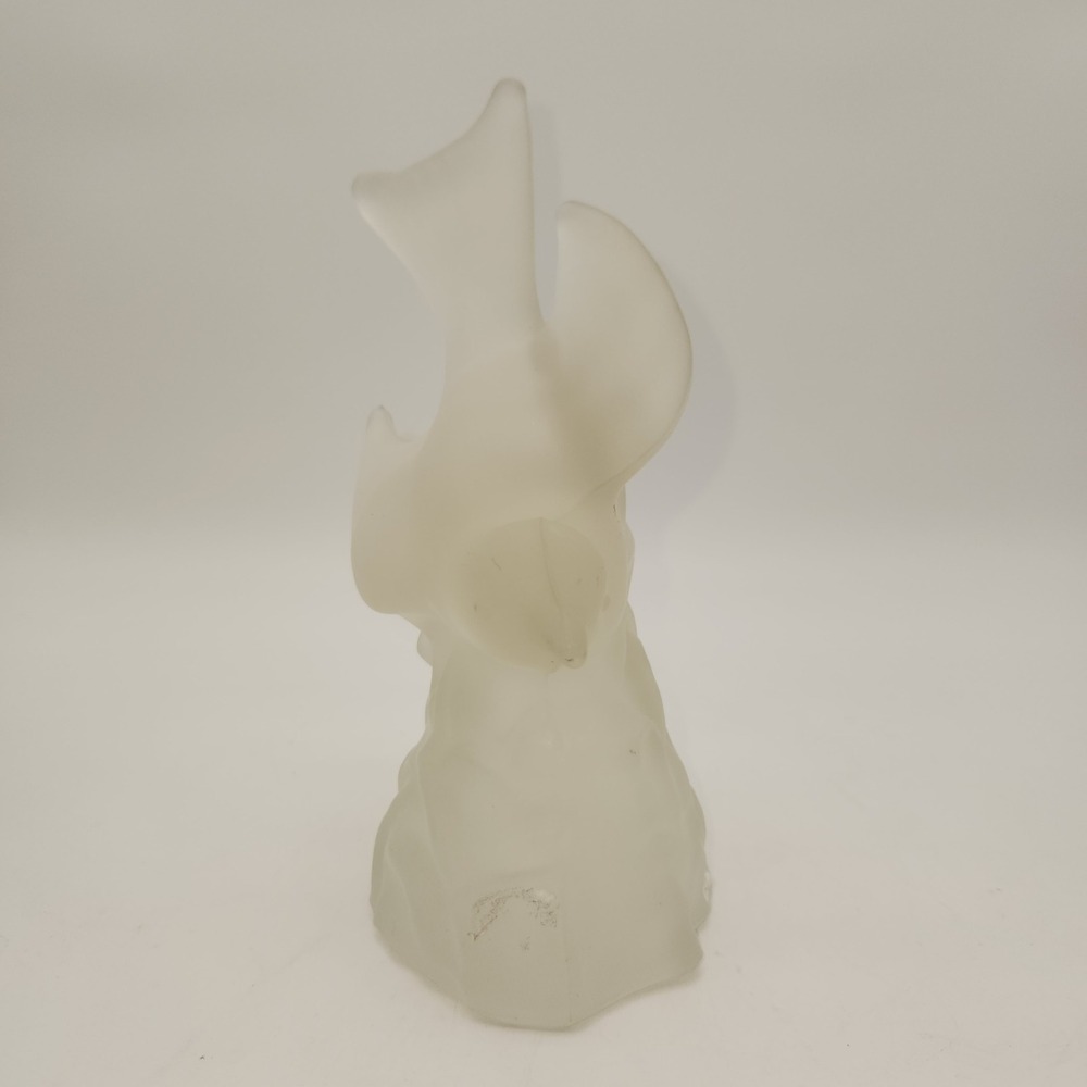 Vintage MCM Frosted L.E. Smith Satin Clear Glass Bird In Flight Molded Figurine - Picture 6 of 7